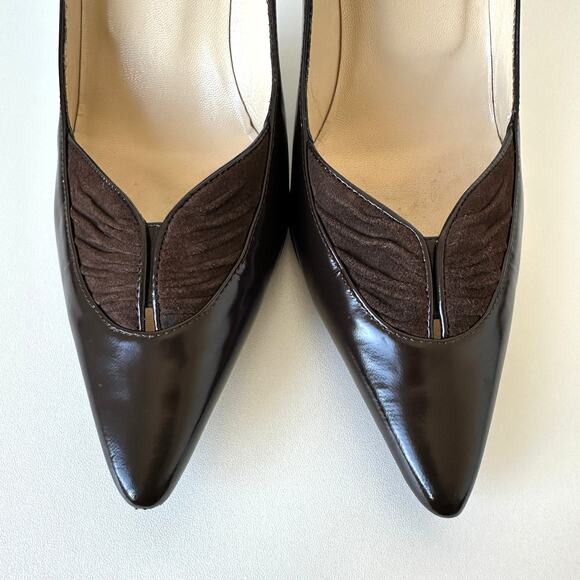 Jimmy Choo Dark Brown Leather Pointed Toe Heels Pumps Size 37.5 - Picture 5 of 14